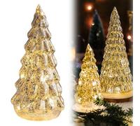 Illuminated Mercury Glass Christmas Trees, Set of 5 Illuminated Mercury Glass Trees, Christmas Decor Lighted Tree Figurine for Xmas Home Tabletop Party Centerpiece Mantel Gift (Style F)