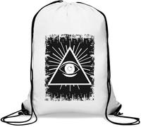Illuminati NWO All Seeing Eye - Saco de gimnasio con cordón ajustable, color blanco, White, Talla única