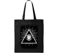 Illuminati NWO All Seeing Eye Triangle - Bolsa de algodón ecológico natural, color negro, Black, Talla única