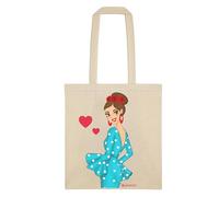 IllustrArte Bolsa Tote Cádiz Diseño Flamenca “Paquita” | Algodón 135 g/m² (38 x 42 cm) | Asas Largas de 60 cm | Impresión en un Lado | Bolsa Reutilizable y Ligera (Soporta hasta 5 kg)