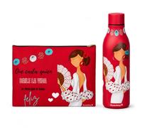 illustrArte Pack Flamenco Pepa Feliz Rojo: Botella + Neceser