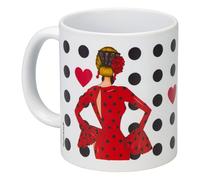 IllustrArte Taza de 350ml - Taza de Cerámica con Diseño de Bailarina de Flamenco - Regalo para Amantes del Baile - María rojo