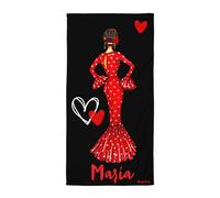 IllustrArte Toalla Personalizable de Playa para Amantes del Flamenco - Diseño Vibrante | Acogedora Mezcla de algodón y poliéster | 30" × 60"/152cm x 76cm | Tejido Terry de Secado Rápido