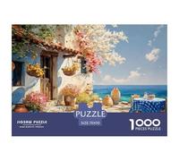 Illustrate An Outdoor Dining Area 1000 Pcs Ökopapier Puzzle Sea View House Lebendige Bilder Kreatives Spiel Puzzles Als Wohnaccessoires 70x50cm/1000pcs