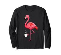 Illustrated Flamingo Coffee Art Vibrant Tropical Bird Graphi Manga Larga