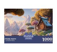 Illustration A Snow Scene 1000 Pcs Cartón Rompecabezas Alpine Hobbit-Style Cottage Imposible, Difícil Juego Familiar Puzzle para Adultos Y Niños 38x26cm/1000pcs