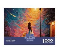 Illustration of An Asian Girl 1000 Pcs Cartón Rompecabezas Whimsical Stargazing Girl Imposible, Difícil Juego Creativo Puzzle Juego De Desafío Difícil 70x50cm/1000pcs