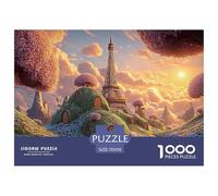 Illustration of The Eiffel Tower 1000 Pcs Cartón Rompecabezas Hilltop Fairytale Palace Liberador De Estrés Juego Familiar Puzzle para Adultos Y Niños 70x50cm/1000pcs