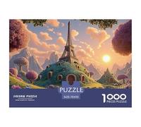 Illustration of The Eiffel Tower 1000 Piezas Cartón Fuerte Rompecabezas Hilltop Fairytale Palace Imágenes Vibrantes Juego Familiar Puzzle Juego De Desafío Difícil 70x50cm/1000pcs