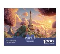 Illustration of The Eiffel Tower 1000 Piezas Cartón Rompecabezas Hilltop Fairytale Palace Imposible, Difícil Juego Familiar Puzzle para Niños Pequeños 52x38cm/1000pcs