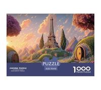 Illustration of The Eiffel Tower 1000 Piezas Papel Ecológico Rompecabezas Hilltop Fairytale Palace Imposible, Difícil Juego Creativo Puzzle para Niños Pequeños 70x50cm/1000pcs