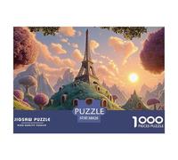 Illustration of The Eiffel Tower 1000 Piezas Papel Ecológico Rompecabezas Hilltop Fairytale Palace Imágenes Vibrantes Juego Familiar Puzzle para Adultos Y Niños 38x26cm/1000pcs