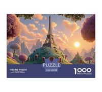 Illustration of The Eiffel Tower 1000 Piezas Papel Ecológico Rompecabezas Hilltop Fairytale Palace Imposible, Difícil Juego Creativo Puzzle para Adultos Y Niños 52x38cm/1000pcs