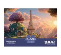 Illustration of The Eiffel Tower 1000 Piezas Papel Ecológico Rompecabezas Hilltop Fairytale Palace Liberador De Estrés Juego Creativo Puzzle para Niños Pequeños 52x38cm/1000pcs