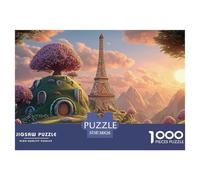 Illustration of The Eiffel Tower 1000 Piezas Papel Ecológico Rompecabezas Hilltop Fairytale Palace Liberador De Estrés Juego Familiar Puzzle para Adultos Y Niños 38x26cm/1000pcs