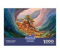 Illustration Rural Village 1000 Pcs Cartón Rompecabezas Mountain Cave Village Imposible, Difícil Juego Familiar Puzzle para Adultos Y Niños 52x38cm/1000pcs