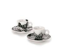 illy 25154 Art Collection, colección Genesi 2 tazas de espresso numeradas y firmadas Monica Bonvicini y Shirin Neshat Tazas de café con plato