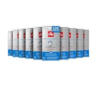 illy, Café en Cápsulas Compatibles en Aluminio DESCAFEINADO, 100% Arábica con Notas de Caramelo, Chocolate y Pan Tostado, Sin Cafeína, Sabor Equilibrado, 10 Paquetes de 10 (100 Cápsulas en Total)