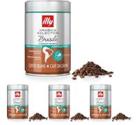 illy, Café en Grano Arabica Selection Brasil Cerrado Mineiro, 100% Arabica con Notas de Caramelo y Frutos Secos, Sabor Intenso, 1 lata de 250g (Paquete de 4)