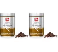 illy, Café en Grano Arabica Selection Nicaragua, 100% Arábica con Notas de Frutos Secos, Pan Tostado y Chocolate Negro, Sabor Envolvente, 1 lata de 250g (Paquete de 2)