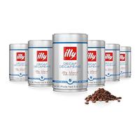 illy Café en grano entero, perfectamente tostado, tostado descafeinado clásico, con notas de caramelo, pan tostado y chocolate, 100% granos arábica, sin conservantes, 8.8 onzas, paquete de 6