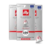Illy Café tostado CLASSICO LUNGO en cápsulas compatibles Nespresso - 10 envases de 10 cápsulas (100 cápsulas)