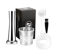 Illy Cápsula Recargable de Acero Inoxidable, Cápsula Filtrante para X9 X8 X7.1 Y5 Y3 Y1.1 (Cápsulas+Tamper+Powder Filler)