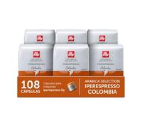 illy, Cápsulas de Café Iperespresso Arabica Selection Colombia, 100% Arábica con Notas Afrutadas de Cítricos y Frutos Rojos, Sabor con una Acidez Suave, 6 Paquetes de 18 Unidades (108 Cápsulas)