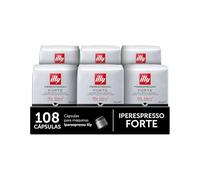 illy, Cápsulas de Café Iperespresso FORTE, 100% Arábica con un Intenso Aroma a Pan Tostado y un Sabor Final a Chocolate Negro, Sabor Fuerte, 6 Paquetes de 18 Unidades (108 Cápsulas)