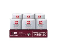 illy, Cápsulas de Café Iperespresso INTENSO, 100% Arábica con Notas de Cacao y Frutos Secos, Sabor Decidido y Intenso, 6 Paquetes de 18 Unidades (108 Cápsulas)