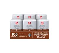 illy, Cápsulas Iperespresso Arabica Selection Brasil, 108 Cápsulas Totales | 100% Arábica con Notas de Caramelo y Frutos Secos, Sabor Intenso, 6 Paquetes de 18