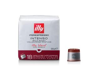 illy, Iperespresso Cápsulas INTENSO, 100% arábica con aromas de cacao y frutos secos, con cuerpo y postgusto vigoroso, 6 paquetes de 18 cápsulas (total 108 cápsulas)