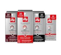 illy, Paquete de Cápsulas de Aluminio Compatibles, 3x CLASSICO 3x INTENSO 3x FORTE y 1x CLASSICO LUNGO, 100% Arábica, 10 Paquetes de 10 (100 Cápsulas en Total)