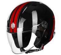 ILM Casco Moto Hombre Mujer Jet Vintage Retro con Visor Homologado ECE, Modelo WT506,Negro Rojo,S
