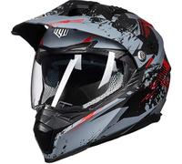 ILM Casco Moto Hombre Mujer Motocross - Casco Integral Moto Doble Visera Certificado ECE Modelo 606V,Gris Rojo,XL