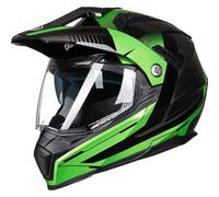 ILM Casco Moto Hombre Mujer Motocross - Casco Integral Moto Doble Visera Certificado ECE Modelo 606V,Verde,XXL