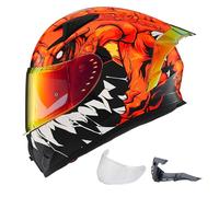 ILM Casco Moto Integral para Hombre y Mujer-Casco Moto con 2 Visores Compatible con Pinlock Transparente y Tintado-Street Bike Motocross Casco DOT&ECE Modelo Z501,Lizzard Red,L