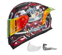 ILM Casco Moto Integral para Hombre y Mujer-Casco Moto con 2 Visores Compatible con Pinlock Transparente y Tintado-Street Bike Motocross Casco DOT&ECE Modelo Z501, Armor Red, L