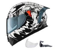 ILM Casco Moto Integral para Hombre y Mujer-Casco Moto con 2 Visores Compatible con Pinlock Transparente y Tintado-Street Bike Motocross Casco DOT&ECE Modelo Z501,Lizzard White,XL