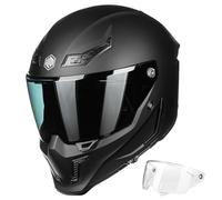 ILM Casco Moto Integral para Hombre y Mujer Dot ECE22.06 con Doble Visera Pinlock Modelo MF509,Negro Mate,L
