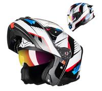 ILM Casco Moto Modular Integral Hombre Mujer Homologado ECE22.06 Dot Full Face Flip Up para Motociclismo Carreras Urbanas Modelo B-711,Negro Blanco,M