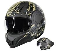 ILM Casco Moto Modular Integral Para Hombre y Mujer ATV UTV con Mentonera Reversible 180 ECE Model-B707,Verde Militar, M