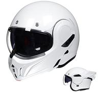 ILM Casco Moto Modular Integral para Hombre y Mujer ATV UTV con Mentonera Reversible 180 ECE Model-B707,Blanco, L