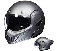 ILM Casco Moto Modular Integral Para Hombre y Mujer ATV UTV con Mentonera Reversible 180 ECE Model-B707,Gris Mate, S