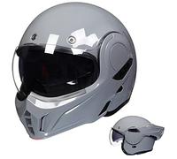 ILM Casco Moto Modular Integral Para Hombre y Mujer ATV UTV con Mentonera Reversible 180 ECE Model-B707,Gris, L