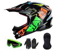 ILM Casco para Moto Niños y Niñas-Casco de Motocross con Gafas Guantes Máscara ATV Off Road Go Kart Dot ECE Modelo Z705,Hip-Hop,L