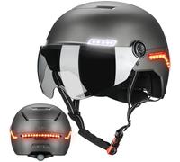 ILM Casco Patinete Electrico Adulto Casco Bicicleta Homologado NTA-8776 CPSC CE con Luz LED Intermitentes & Freno con Visera para Hombre Mujer Modello MB101L,Gris Metalizado,L/XL