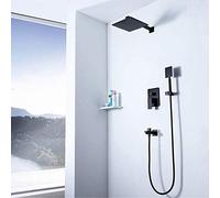 ILmira Juego de Ducha Negro Tres Funciones en la Pared Juego de rociador Superior Ultrafino de Acero Inoxidable de 10 Pulgadas Hermosa práctica Auspicious Clouds