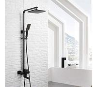 ILmira Sistemas de Ducha de bañera Pintura Negra Juego de Ducha de Acero Inoxidable 304 Baño Ducha Cuadrada multifunción de Tres Bloques Accesorios de baño Hermosos y prácticos Auspicious Clouds