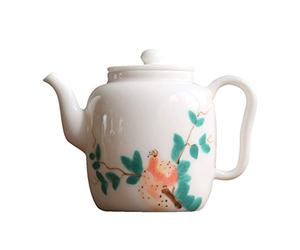 ILmira Tetera de Porcelana Blanca de 175ml, Tetera de Granada Pintada a Mano, Tetera de kungfú, Tetera de cerámica para el hogar, Tetera pequeña, decoración del hogar Auspicious Clouds
